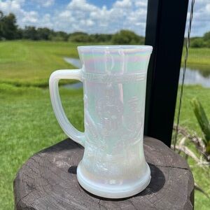 Vintage Federal Glass Milk Glass Beer Mug Tankard Bar Heat Proof Iridescent